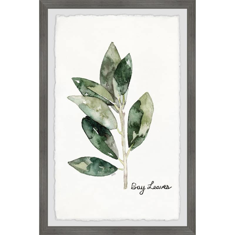 Herb Bay Leaves Framed Wall Art, Elegant Home Touch - Sophisticated Artwork for Refined Décor