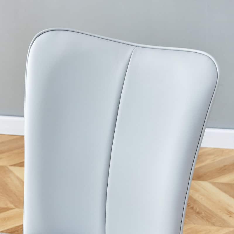 42 Inch Round Dining Table Set for 6, 7-Piece Kitchen Dining Table Set with Lower Storage Shelf, 6 Faux Leather Chairs