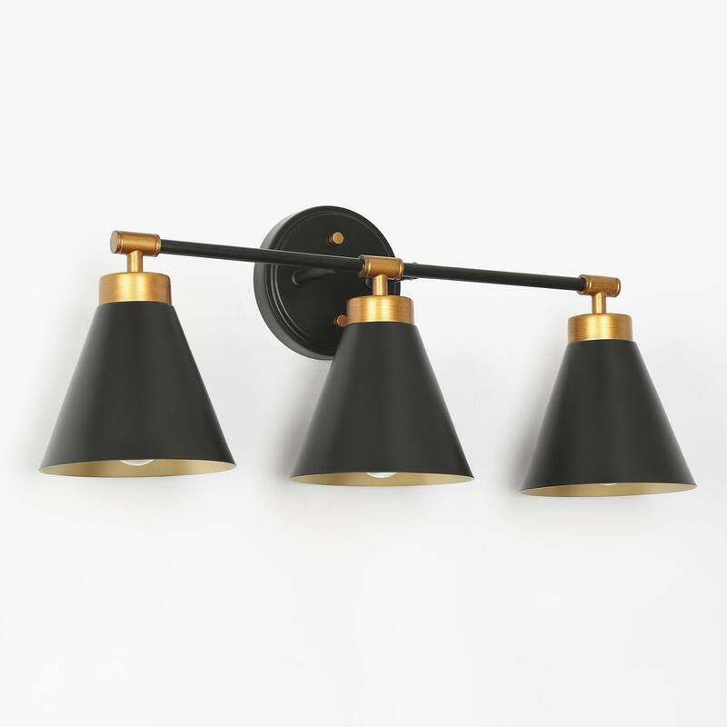 Modern Black Industrial 3-light Bathroom Vanity Lights Brass Dimmable Wall Sconces Kitchen Cabinet