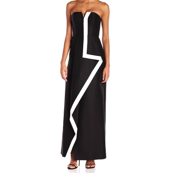 halston heritage black and white gown