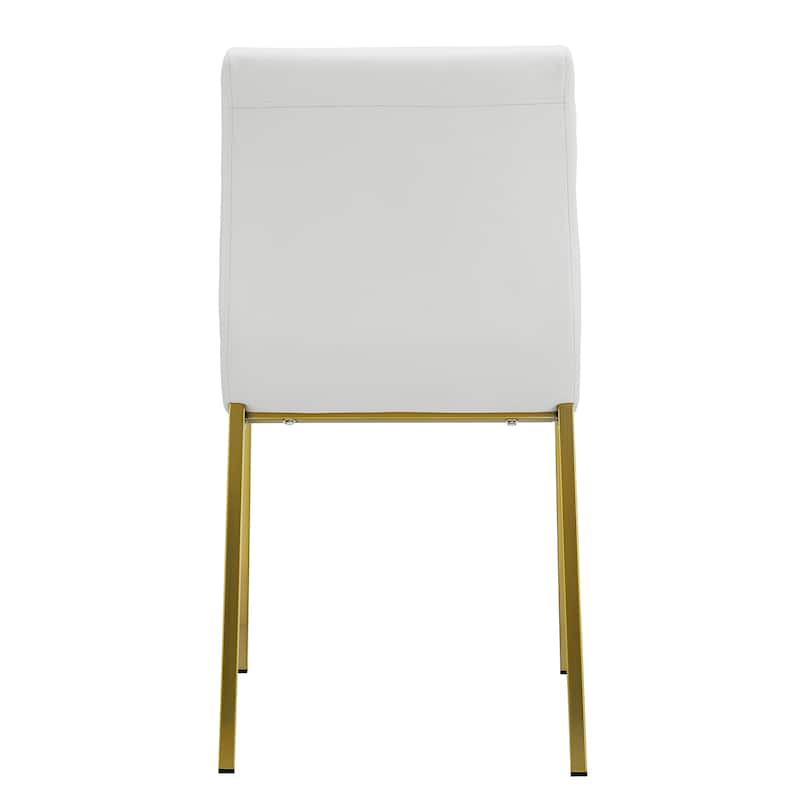 Scott Side Chair in White with Matte Brushed Gold Legs - Set of 2