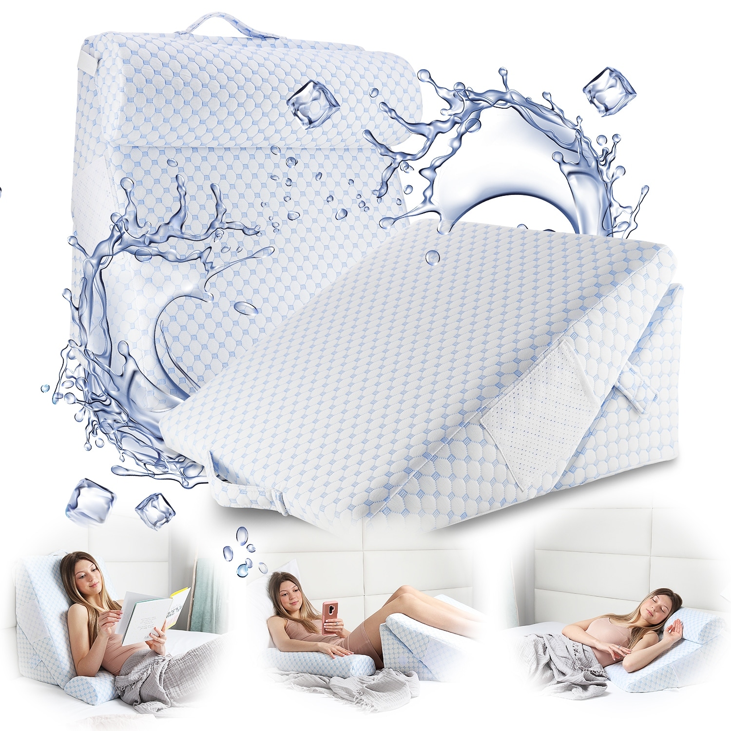 Empyrean Adjustable Wedge Pillow with Cooling Cover and Extra Pillow - 12-in-1 Wedge pillows for Acid Reflux and After Surgery