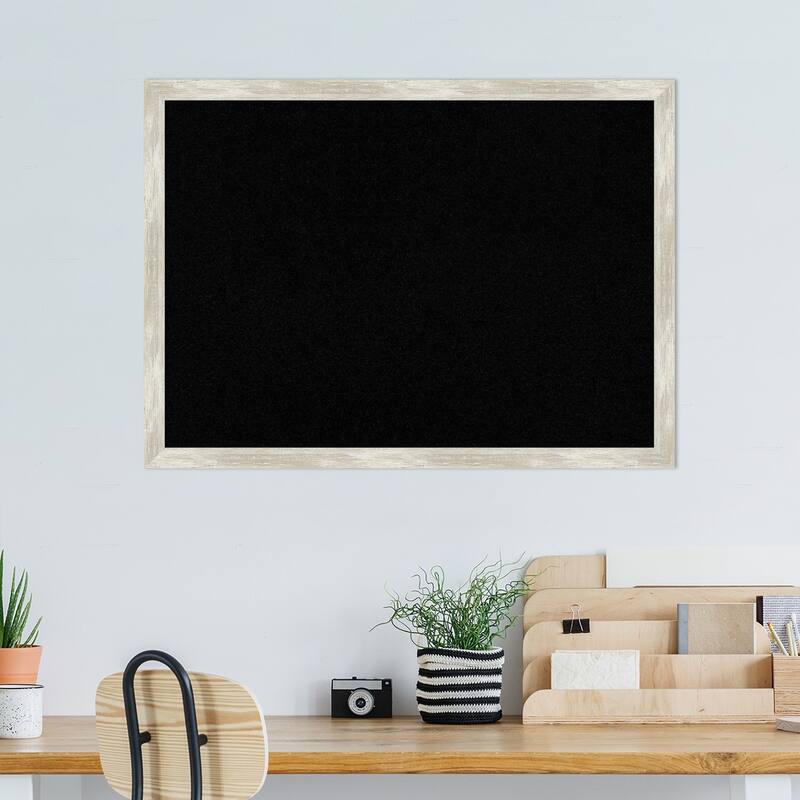 Crackled Metallic Narrow Framed Black Corkboard Bulletin Board