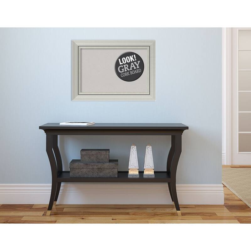 Framed Grey Cork Board, Romano Silver