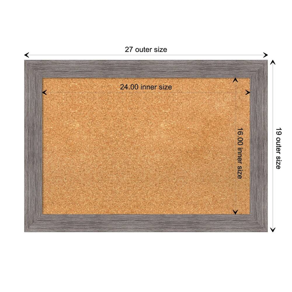 Pinstripe Plank Grey Narrow Framed Natural Corkboard Bulletin Board