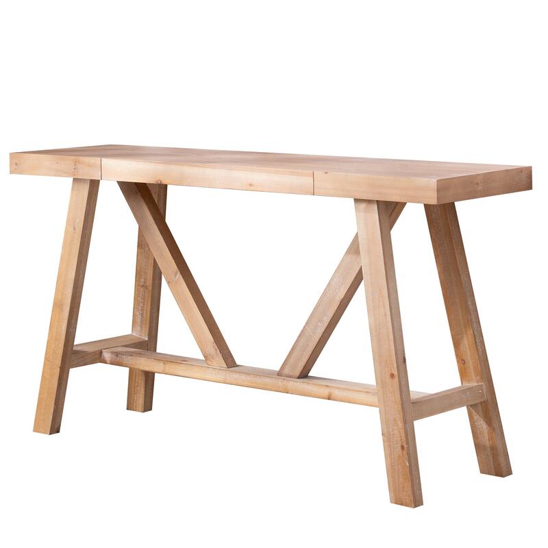 58.5" Farmhouse A- frame Wood Console Table, Spacious Surface