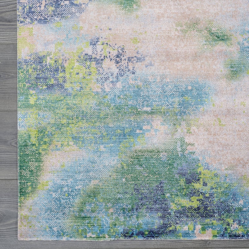 Beverly Rug Queen Abstract Non-Slip Rubber Back Washable Indoor Area Rug