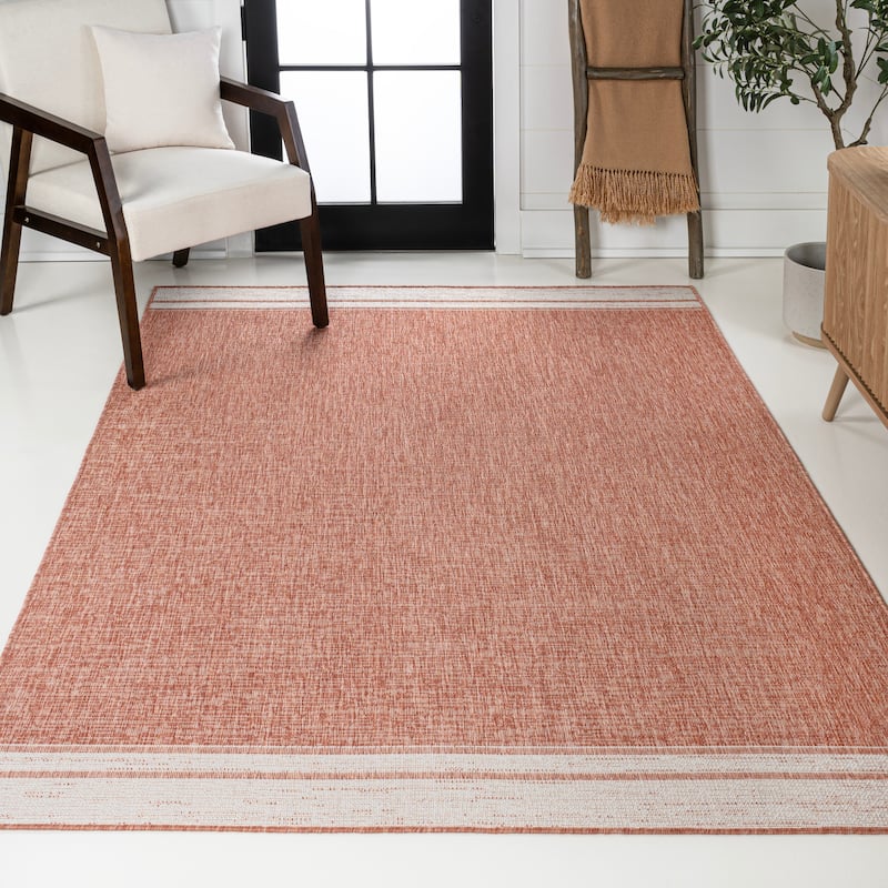 JONATHAN Y Darcy Modern Minimalist Mingled Solid Black/Cream Indoor/Outdoor Area Rug