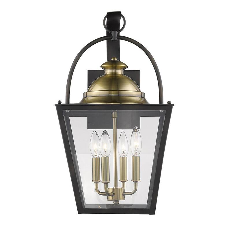 Bronze Glass LED Flush Mount Outdoor Wall Light with Bulbs