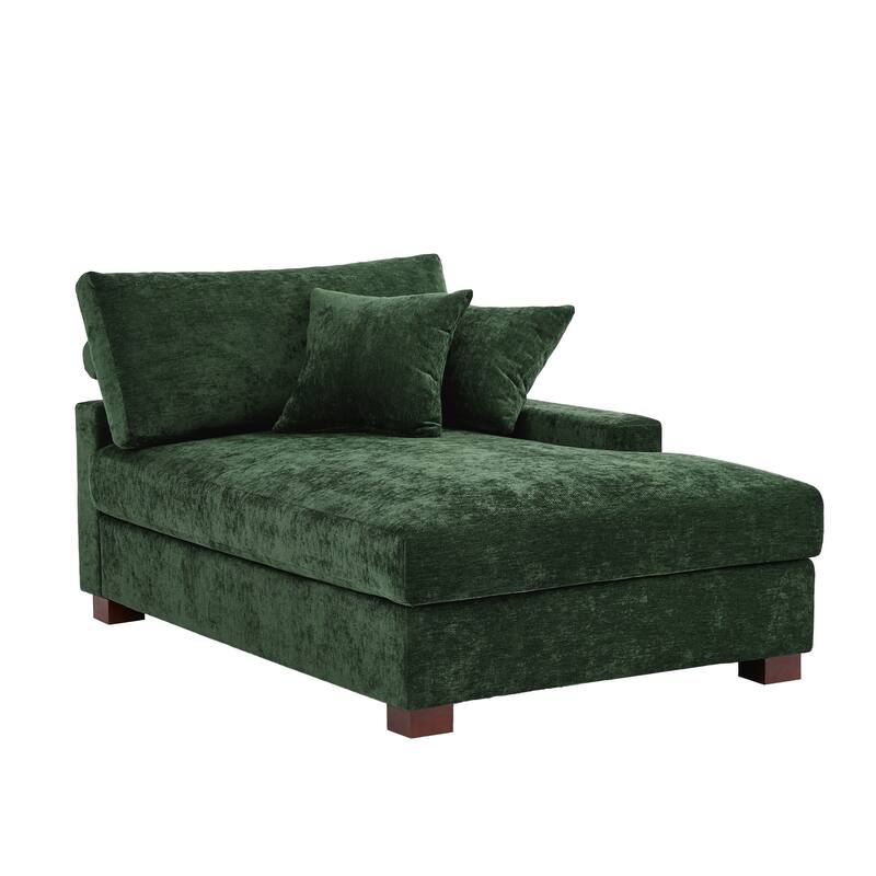 Plush Chenille Single Modular Sectional Sofa Chaise with Pillows