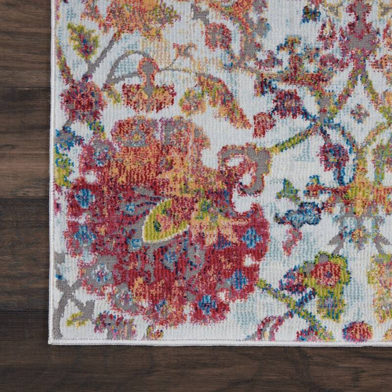 Power Loomed Distressed Floral Traditional Non Skid Stain Resistant Area Rug - 48' X '24' X '0.5