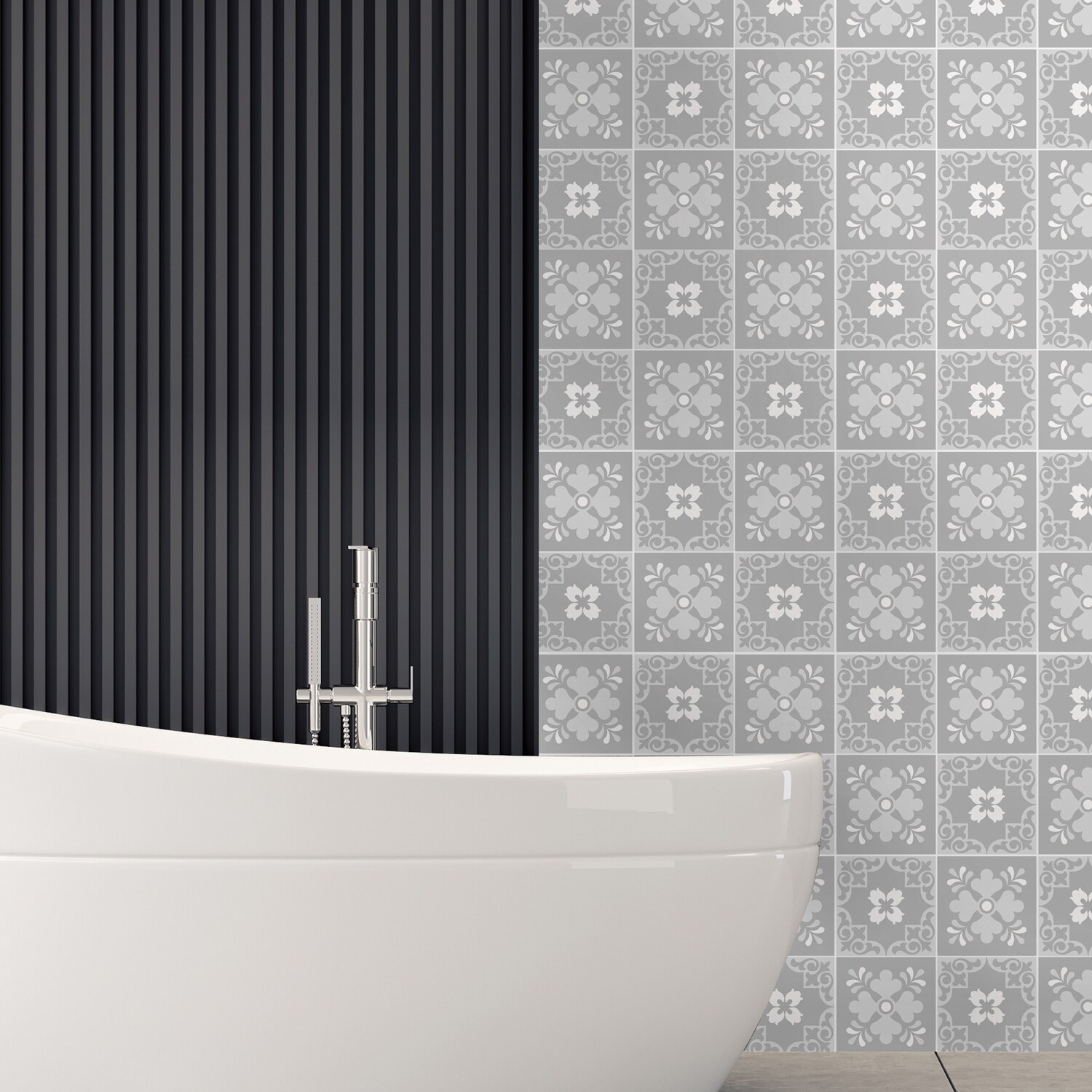 Shop Walplus Ginnie Floral Light Grey Victorian Wall Tile Stickers Peel And Stick 24pcs Overstock 31813421