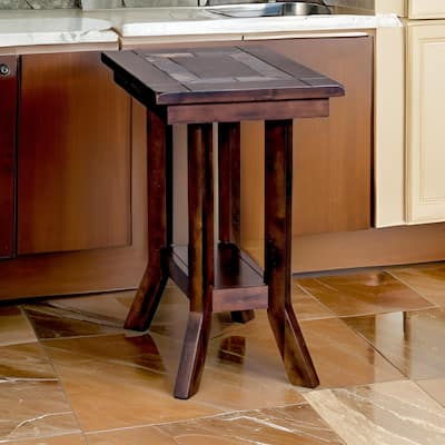 Odel Accent Chairside Table, Dark Brown Mahogany, Rectangular 25 Inch