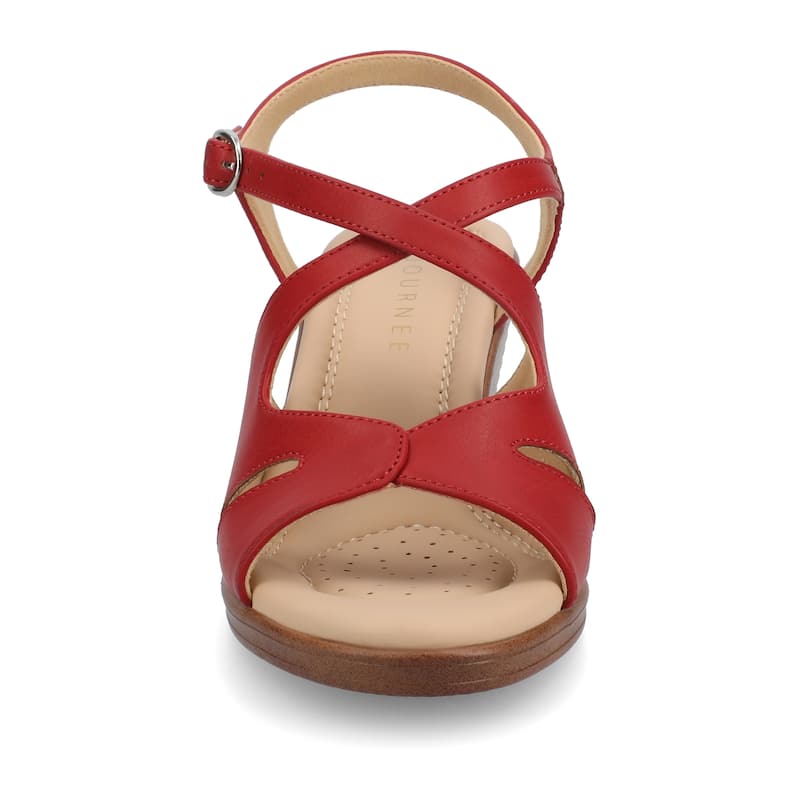 Journee Women's KedzieII Medium and Wide Width Wedge Sandals - Medium - Red - 9.5