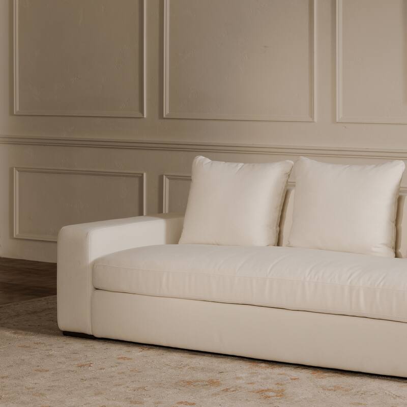 NADAAL STUDIOS Cavan Sofa, Wide Track Arms, Reversible Back Cushions, Feather-Fiber Bench Seat, Ivory