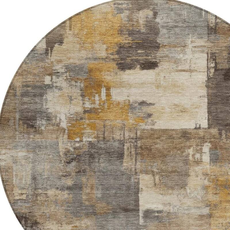 HomeRoots Abstract Transitional Rectangle Outdoor Rug - 8' Round