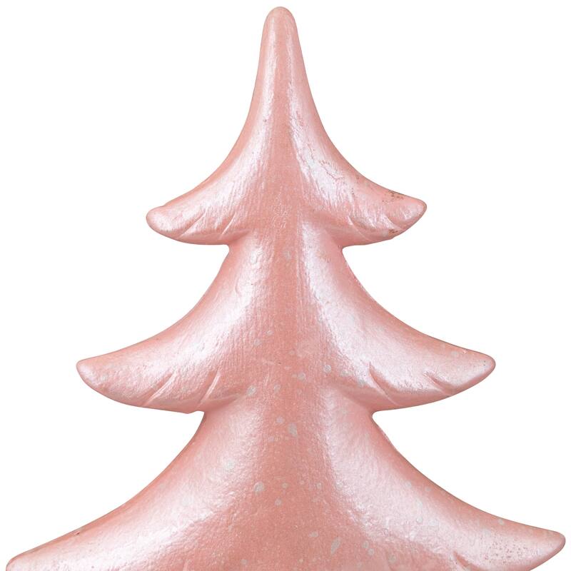 Snowy Shiny Christmas Tree Tabletop Decoration - 10" - Light Pink