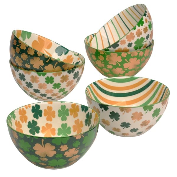 slide 2 of 5, Certified International St. Patricks Day Porcelain Bowls, Set of 6 - 5" Diameter x 2.5"