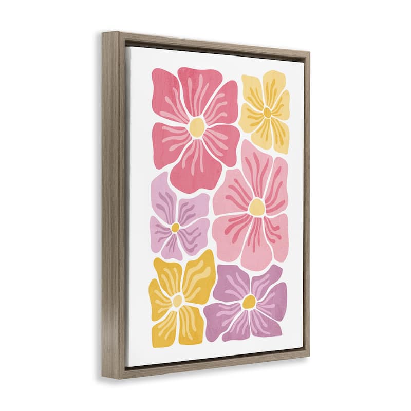Stupell Pastel Hued Flower Blossoms Framed Floater Canvas Wall Art Design By Kim Allen