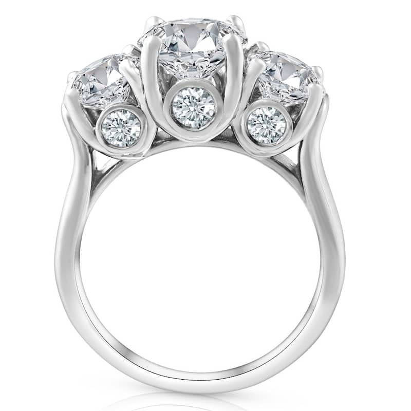 4 5/8 Ct TW Three Stone Diamond Engagement Ring White Gold Lab Grown