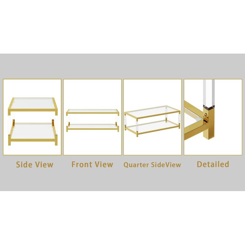 Modern Minimalist Style Gold Metal Frame With Acrylic Leg Coffee Table