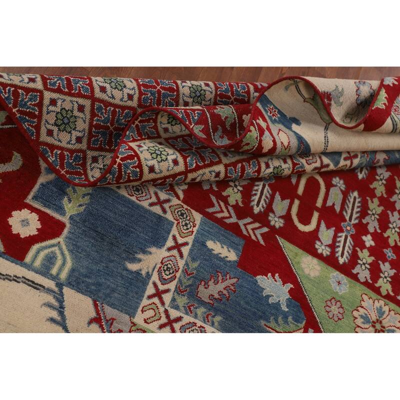 Traditional Kazak Oriental Area Rug Hand-Knotted Wool Carpet - 8'3" x 9'11"