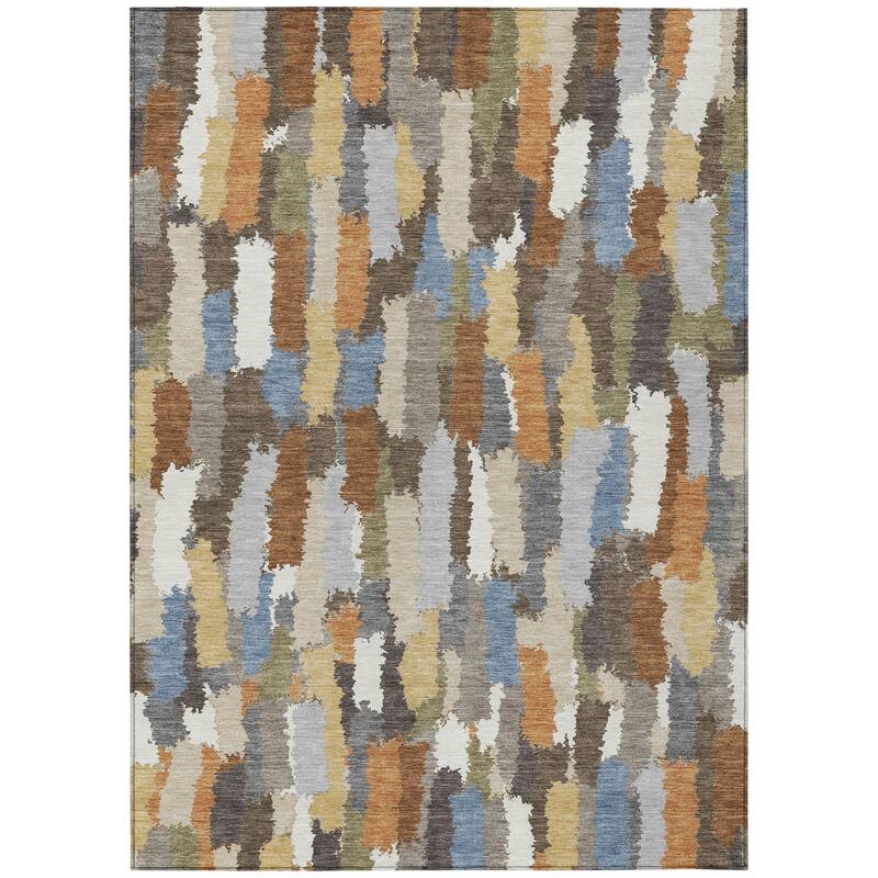 Machine Washable Indoor/ Outdoor Contemporary Stacks Chantille Rug