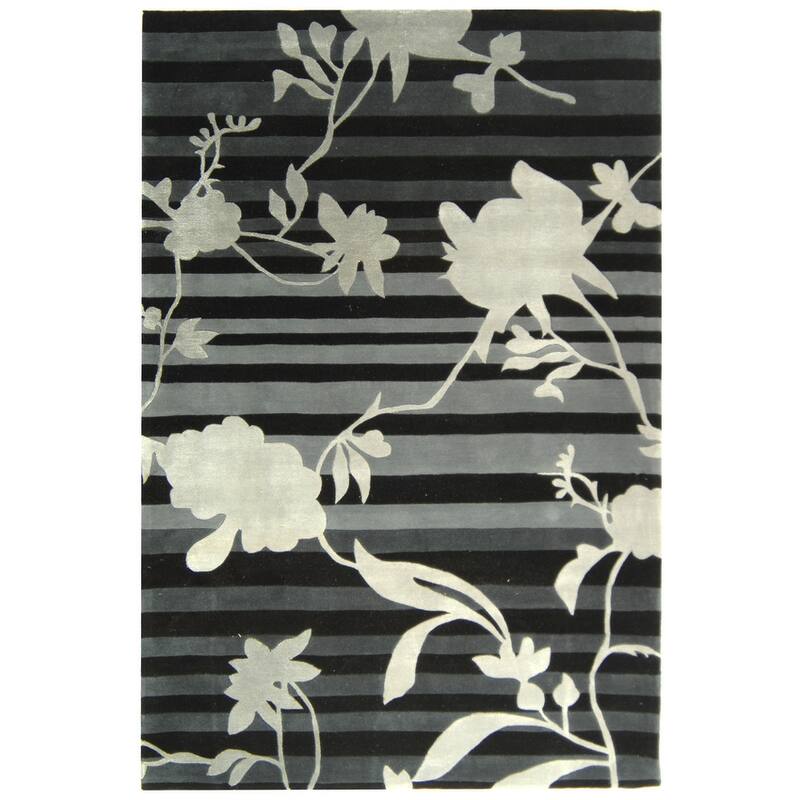 SAFAVIEH Handmade Rodeo Drive Altynai Mid-Century Modern Abstract Wool Rug - 6' x 9' - Black/Grey - Rectangle