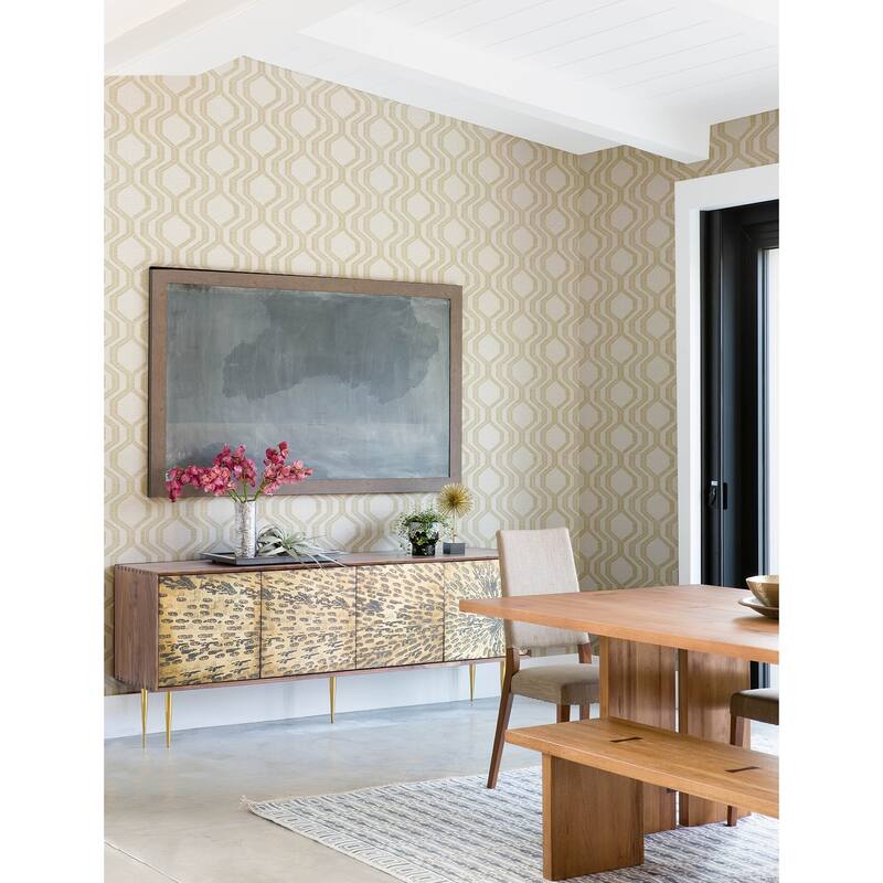 A-Street Prints Burton Gold Modern Ogee Wallpaper