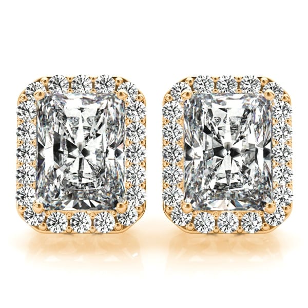 1.20 Ct Round Diamond 14k White Gold Over Solitaire Halo Stud Earrings For Women