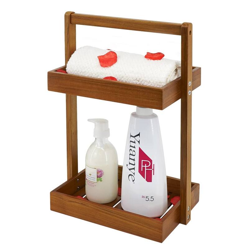 Shower Caddy Corner - 12"D x 8"W x 17.3"H - Brown 2 tier