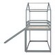 preview thumbnail 10 of 14, Twin over Twin Sturdy Wood Bunk Bed with Roof, Slide and Ladder, Grey