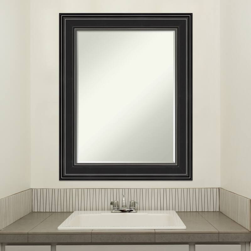 Petite Bevel Bathroom Wall Mirror - Ridge Black Frame - Ridge Black - 24 x 30 in