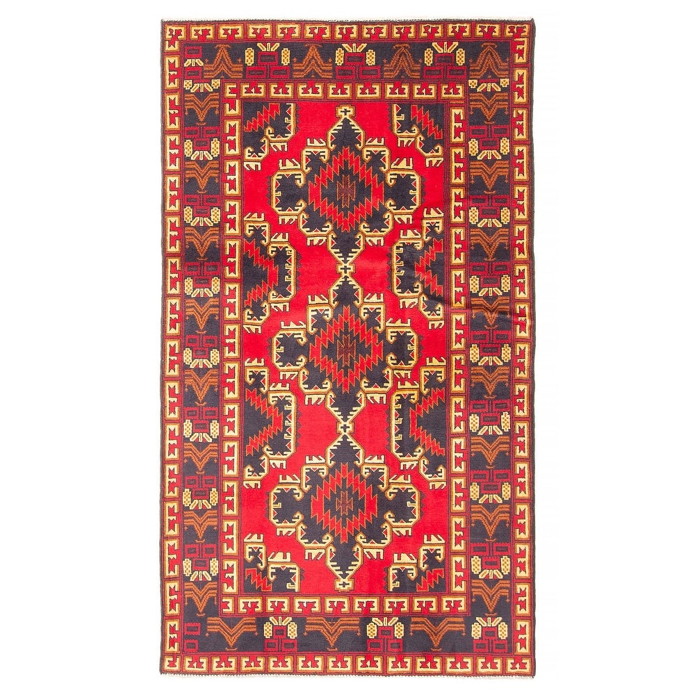 ECARPETGALLERY Hand-knotted Teimani Red Wool Rug - 3'8 x 6'5