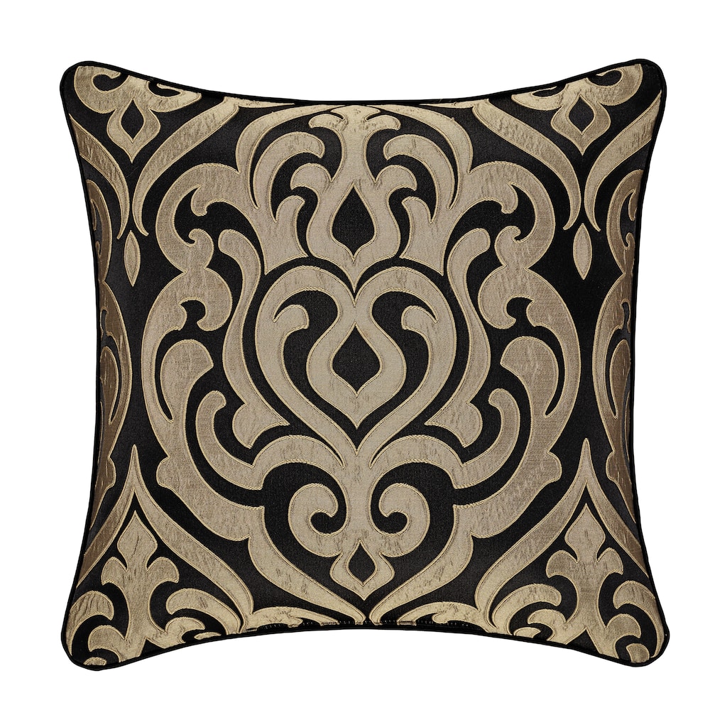 J. Queen New York Bolero Black And Gold 20" Square Decorative Throw Pillow