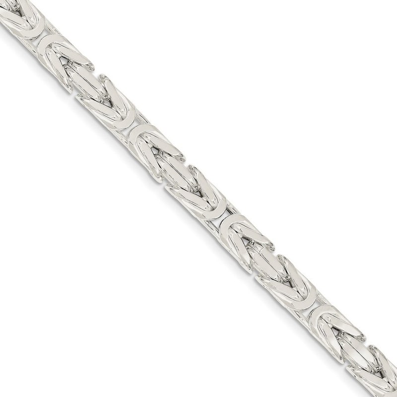 Curata 925 Sterling Silver Solid Polished 7.5mm Square Byzantine Chain Anklet 9 Inch Lobster Claw