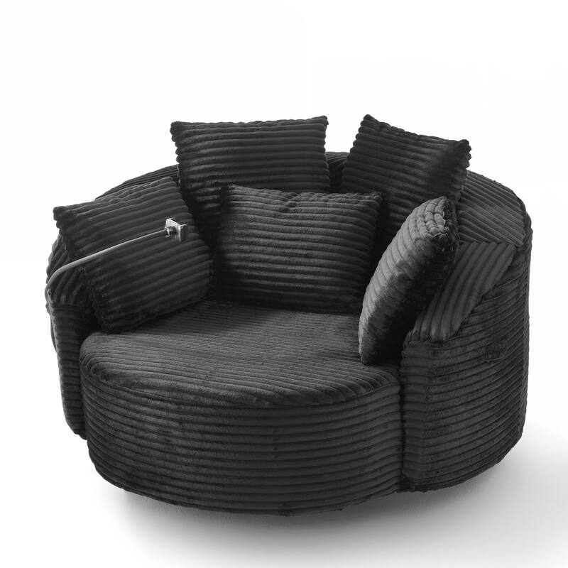 360° Swivel Chair Accent Barrel Chair Corduroy Round Sofa Chair