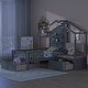 preview thumbnail 3 of 7, Grey Twin House Bed with Upholstered Sofa & Drawers
