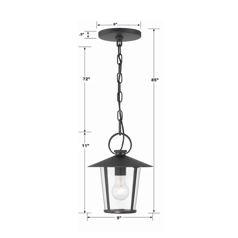 Andover 1 Light Matte Black Outdoor Chandelier - 9"W x 11"H