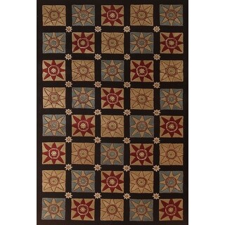 Checkered Indian Hand Tufted Area Rug Hand-Tufted Wool Carpet - 5'0