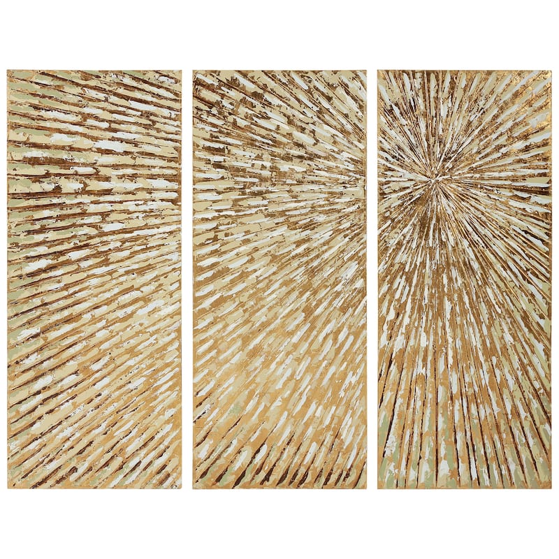 Sunshine Textured Metallic Hand Painted Canvas Wall Art Set of 3