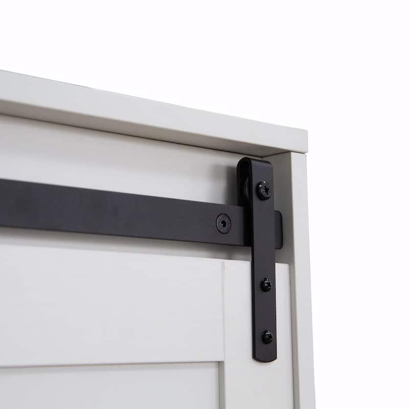 Tall Bedroom Armoire Wardrobe Closet - Clothing Storage Cabinet with Hanging Rod, Barn Doors