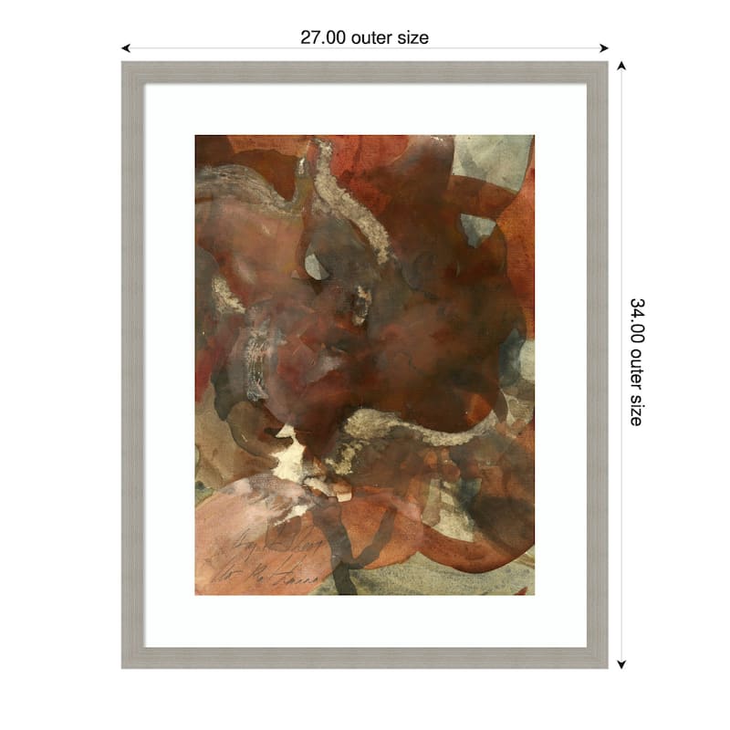 Organic Shapes in Earthy Tones of Brown and Green by Ute Rathmann Wood Framed Wall Art Print