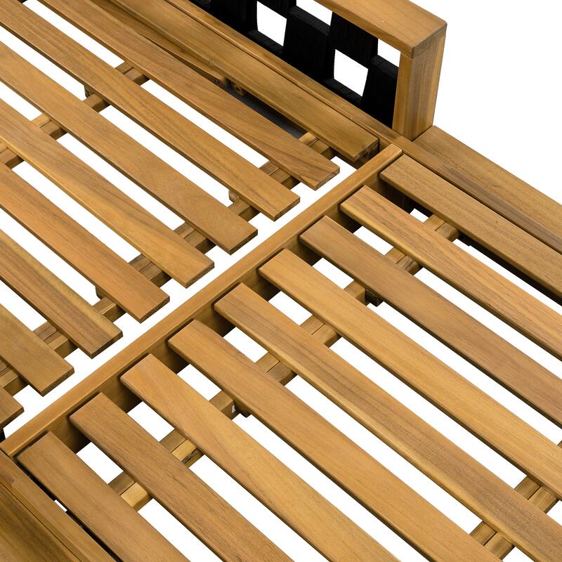 Christopher Knight Home - Modern Outdoor Solid Acacia Wood Lounge Chair with Adjustable Recline and Rope Accents - 78.94"L