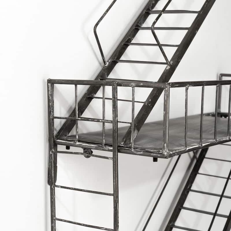 Gastown Wall-Mounted Fire Escape Shelf - 21.5"W x 7.3"D x 42.1"H