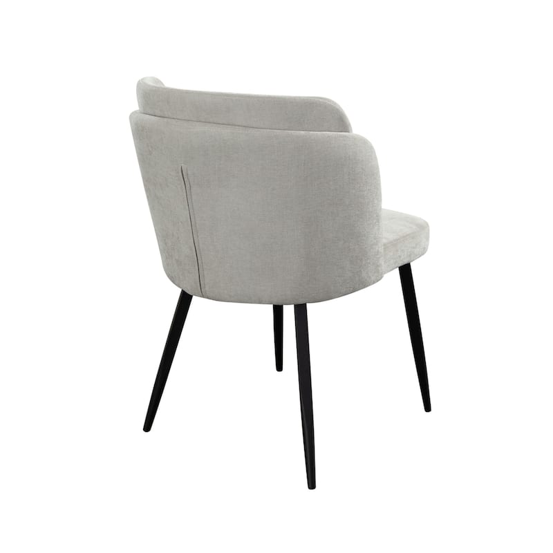 Griz Dining Side Chair Set of 2, Curved Back, Cream White Polyester, Black