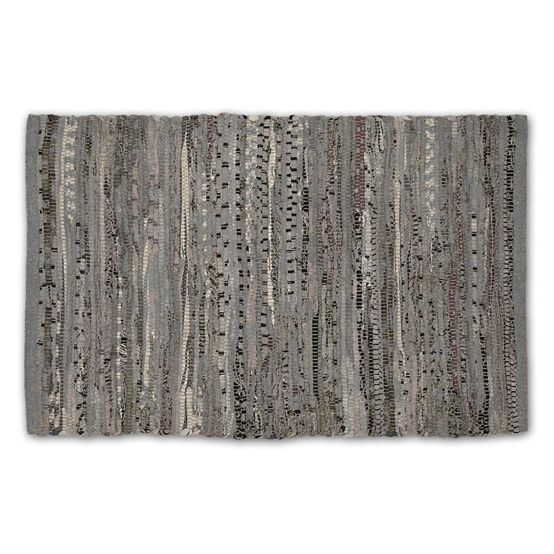 DII Recycled Fabric Striped Handmade Rag Rug - 19" x 32" - Grey