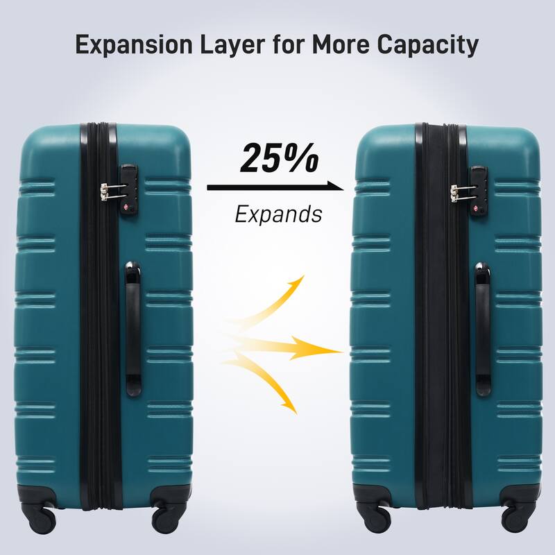 3 Piece Luggage Set ABS Hardside Lightweight Suitcase Set with Spinner Wheels and TSA Lock, 20" 24" 28" Luggage Case