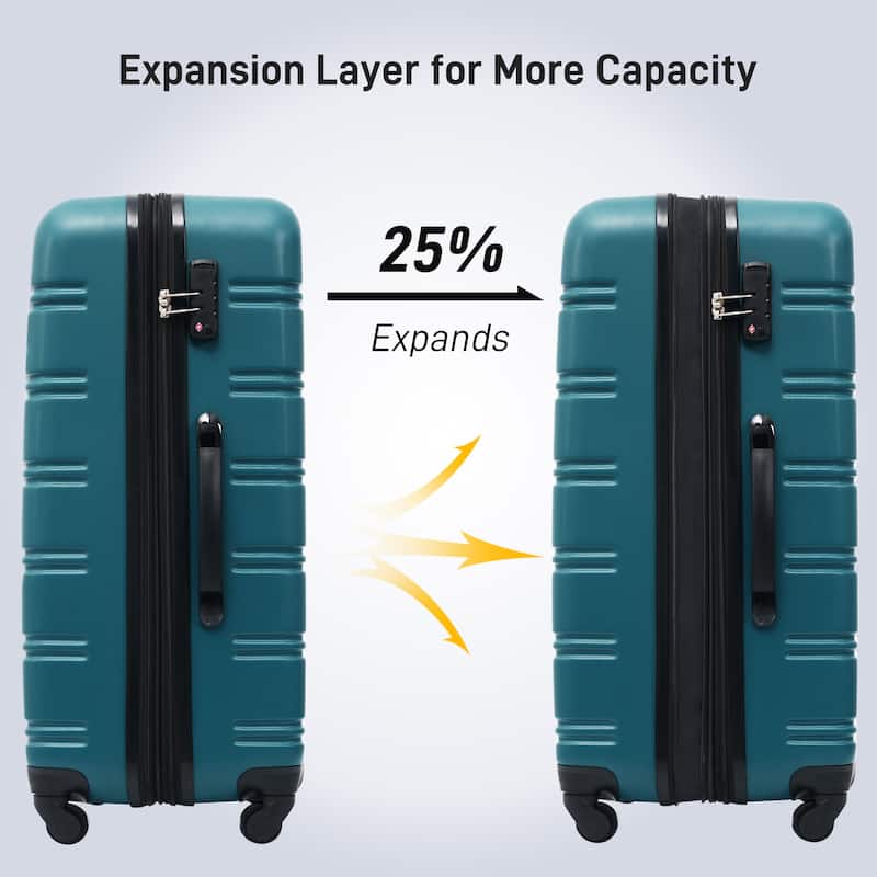 Expandable 3Piece Hardside Spinner Luggage Set with TSA Lock,Antique