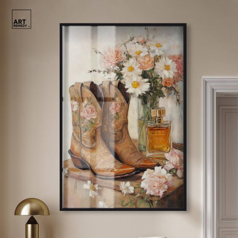Delicate Floral Boots II Shadowbox by Art Remedy